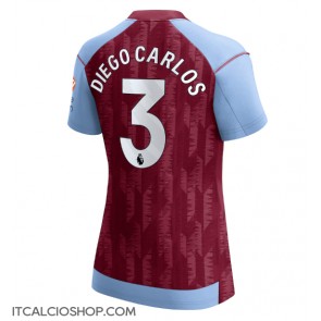 Aston Villa Diego Carlos #3 Prima Maglia Femmina 2023-24 Manica Corta